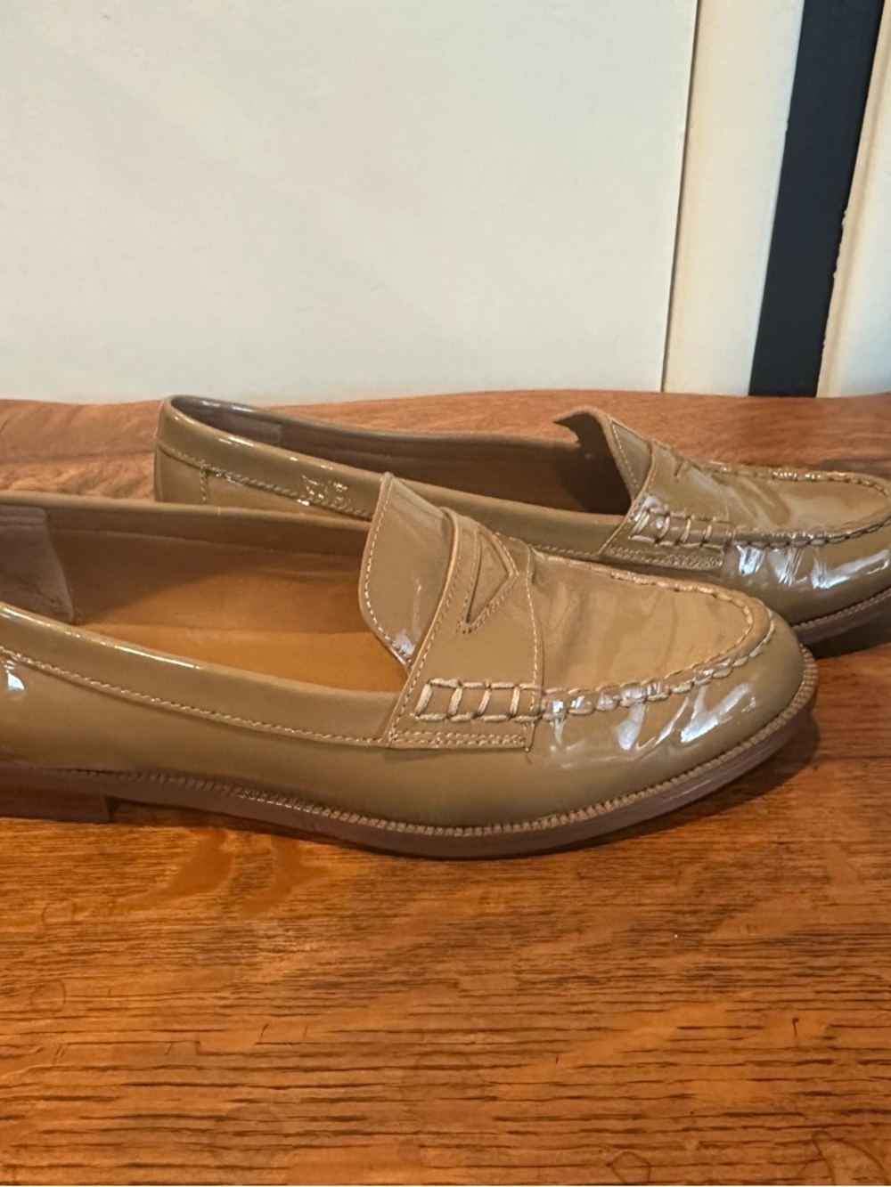 Lauren Ralph Lauren Beige Patent Leather Penny Loafers - Picture 7 of 10
